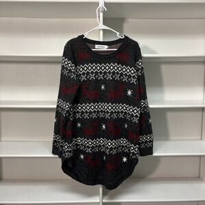 Shineflow Women’s Oversized Christmas Sweater Tunic XL Fair Isle Reindeer